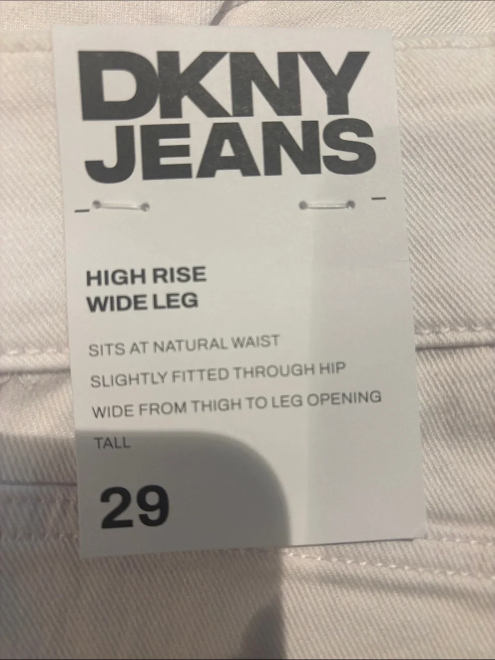 DKNY wide leg white jeans